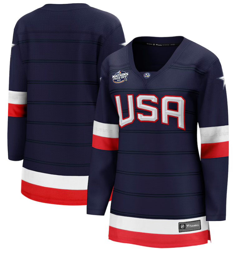 Women USA Fanatics Navy blue 2025 #4 Nations Face Off Breakaway  NHL  Jersey